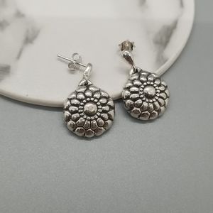 NEW Floral Drop Earrings in Sterling Silver
